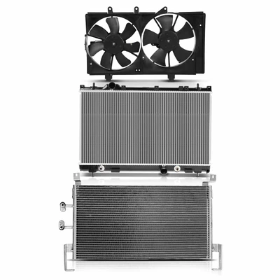 3 Pcs Radiator & AC Condenser & Cooling Fan Kit