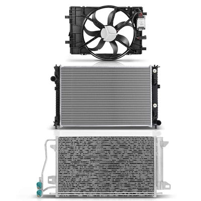3 Pcs Radiator & AC Condenser & Cooling Fan Kit