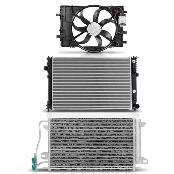 3 Pcs Radiator & AC Condenser & Cooling Fan Kit for 2006-2009 Ford Fusion