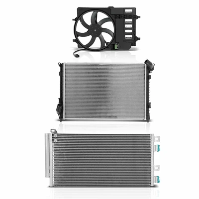 3 Pcs Radiator & AC Condenser & Cooling Fan Kit