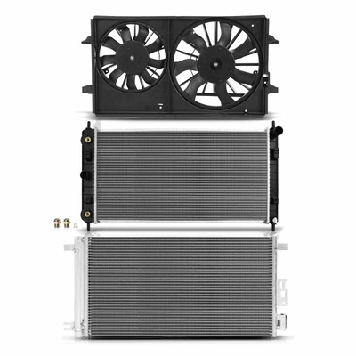 3 Pcs Radiator & AC Condenser & Cooling Fan Kit