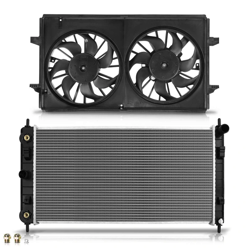 2 Pcs Radiator & Cooling Fan Assembly Kit for Chevrolet Malibu 2008-2012 Pontiac G6