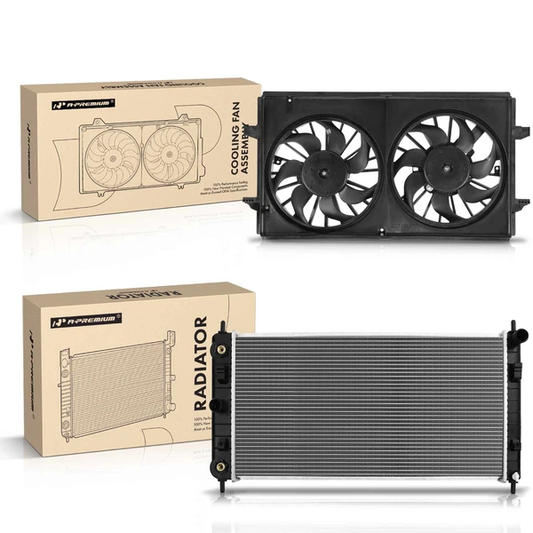 2 Pcs Radiator & Cooling Fan Assembly Kit for Chevrolet Malibu 2008-2012 Pontiac G6