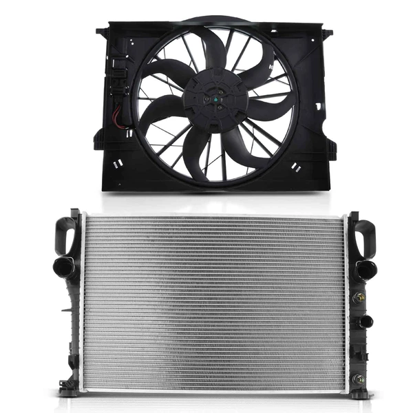 2 Pcs Radiator & Cooling Fan Assembly Kit for Mercedes-Benz W211 E320 2003-2005 E350