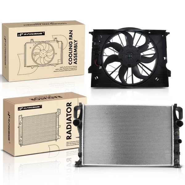 2 Pcs Radiator & Cooling Fan Assembly Kit for Mercedes-Benz W211 E320 2003-2005 E350