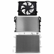 3 Pcs Radiator & AC Condenser & Cooling Fan Kit for 2006-2009 Mercedes-Benz E350