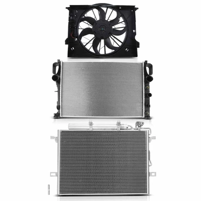 3 Pcs Radiator & AC Condenser & Cooling Fan Kit