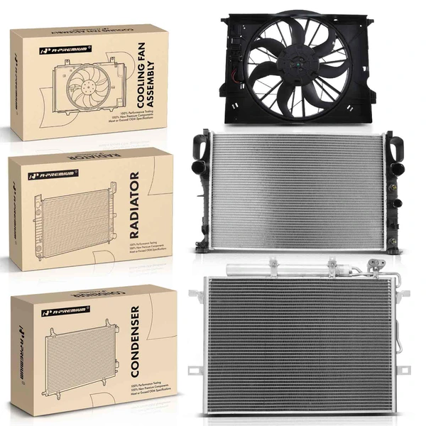 3 Pcs Radiator & AC Condenser & Cooling Fan Kit for Mercedes-Benz W211 W221 E320 E350