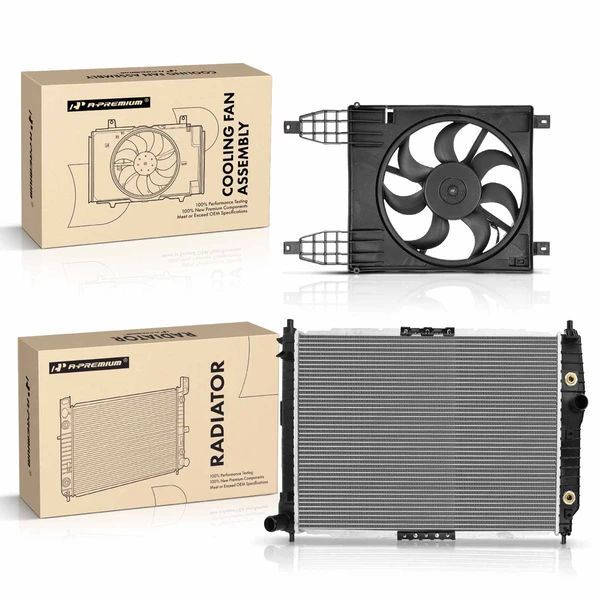 2 Pcs Radiator & Cooling Fan Assembly Kit for Suzuki Swift+ 2009 L4 1.6L