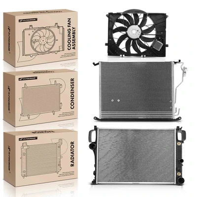 3 Pcs Radiator & AC Condenser & Cooling Fan Kit