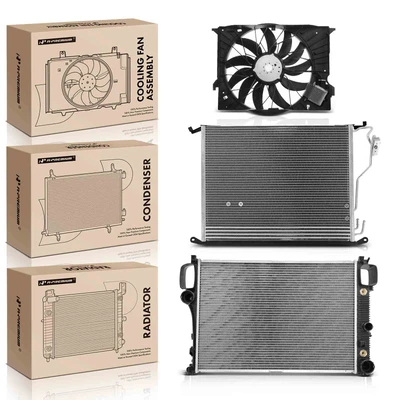 3 Pcs Radiator & AC Condenser & Cooling Fan Kit