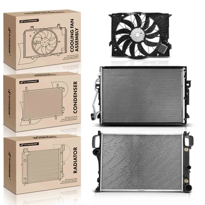 3 Pcs Radiator & AC Condenser & Cooling Fan Kit