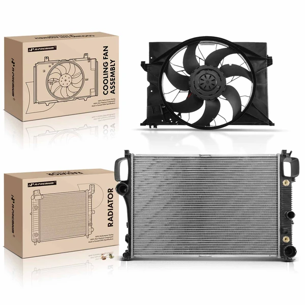 2 Pcs Radiator & Cooling Fan Assembly Kit for Mercedes-Benz W221 S350 S550 C216 CL550