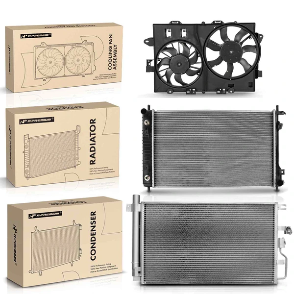 3 Pcs Radiator & AC Condenser & Cooling Fan Kit for Chevy Equinox 2006-2008 Pontiac