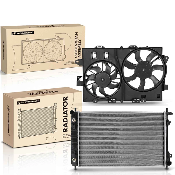 2 Pcs Radiator & Cooling Fan Assembly Kit for Chevy Equinox Pontiac Torrent 2006-2008