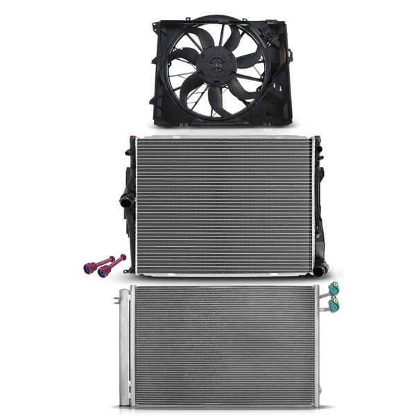 3 Pcs Radiator & AC Condenser & Cooling Fan Kit for 2009-2013 BMW 328i xDrive