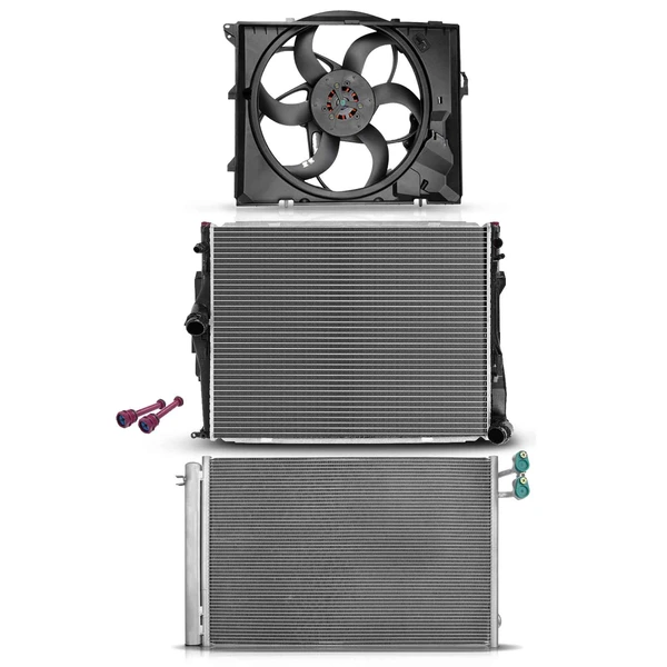 3 Pcs Radiator & AC Condenser & Cooling Fan Kit for 2009-2013 BMW 328i xDrive