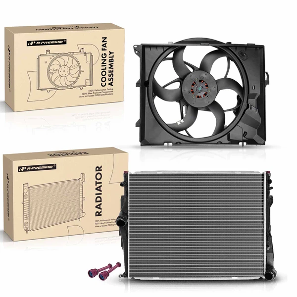 2 Pcs Radiator & Cooling Fan Assembly Kit for BMW E90 325i 325xi 328i 328i xDrive 3.0L