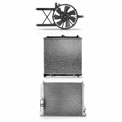 3 Pcs Radiator & AC Condenser & Cooling Fan Kit