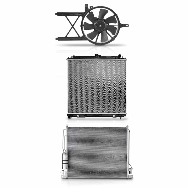 3 Pcs Radiator & AC Condenser & Cooling Fan Kit for Nissan Frontier Pathfinder Xterra