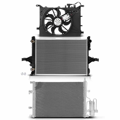 3 Pcs Radiator & AC Condenser & Cooling Fan Kit