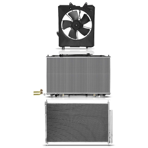 3 Pcs Radiator & AC Condenser & Cooling Fan Kit for Honda Odyssey 2005-2010 V6 3.5L