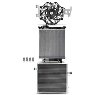 3 Pcs Radiator & AC Condenser & Cooling Fan Kit