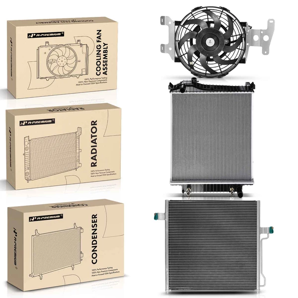 3 Pcs Radiator & AC Condenser & Cooling Fan Kit for Ford Explorer Mercury 4.0L 4.6L