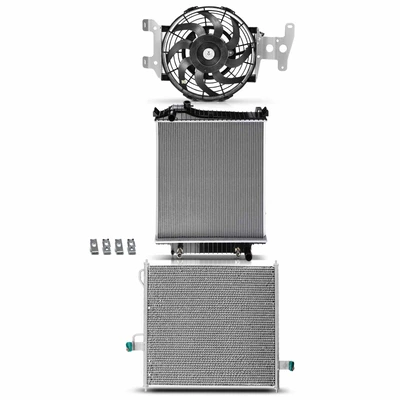 3 Pcs Radiator & AC Condenser & Cooling Fan Kit