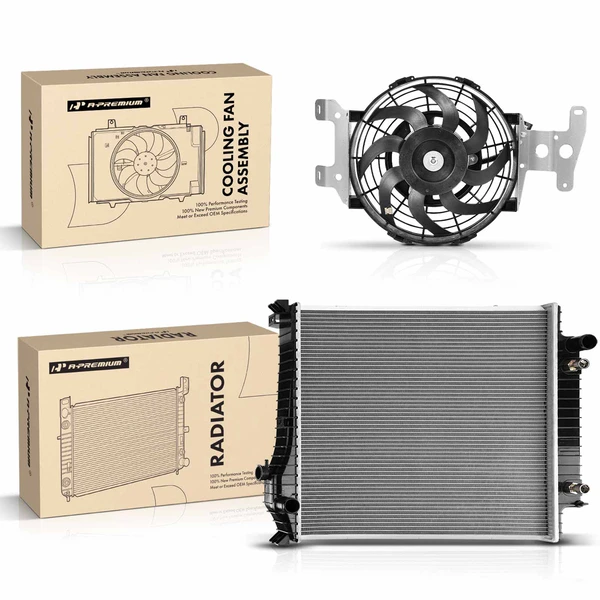 2 Pcs Radiator & Cooling Fan Assembly Kit for Ford Explorer Mercury Mountaineer 2006