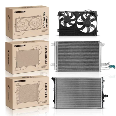3 Pcs Radiator & AC Condenser & Cooling Fan Kit