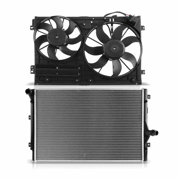2 Pcs Radiator & Cooling Fan Assembly Kit for Audi A3 2010-2013 Volkswagen