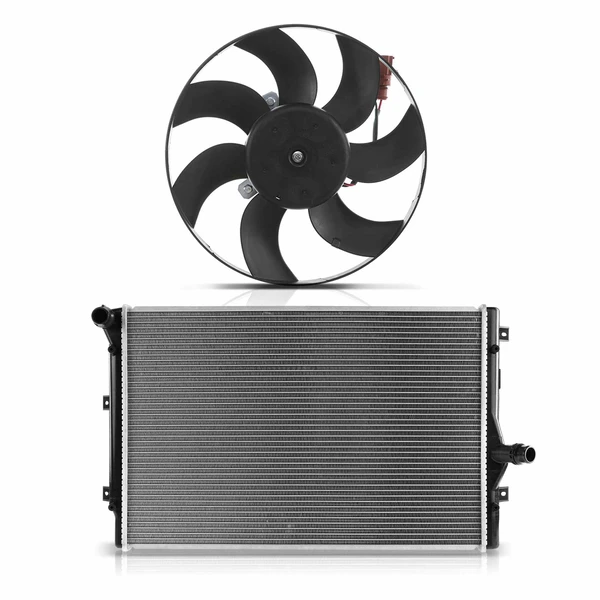 2 Pcs Radiator & Cooling Fan Assembly Kit for 2006-2008 2010-2013 Audi A3