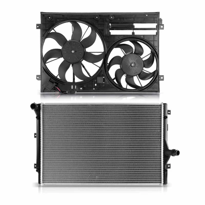 2 Pcs Radiator & Cooling Fan Assembly Kit