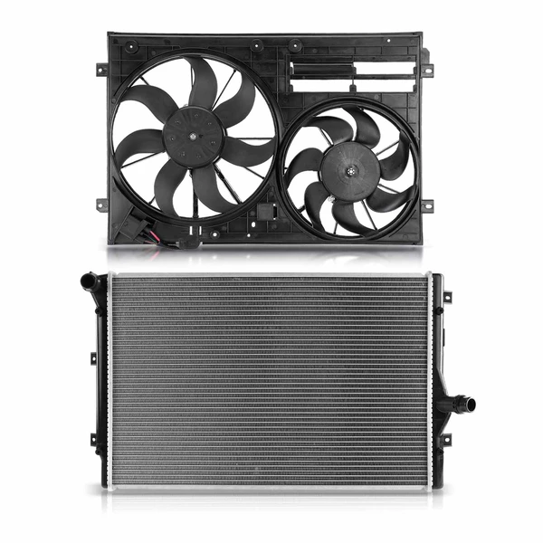2 Pcs Radiator & Cooling Fan Assembly Kit for 2006-2008 2010-2013 Audi A3