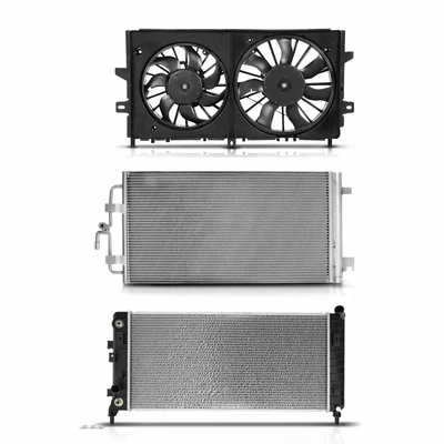 3 Pcs Radiator & AC Condenser & Cooling Fan Kit
