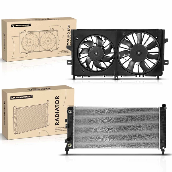 2 Pcs Radiator & Cooling Fan Assembly Kit for Buick LaCrosse 2008 Chevy Impala