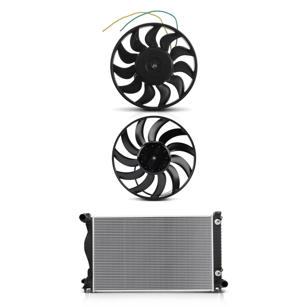 3 Pcs Radiator & Cooling Fan Assembly Kit for Audi A6 2006-2010 A6 Quattro 2005-2008 V6 3.2L