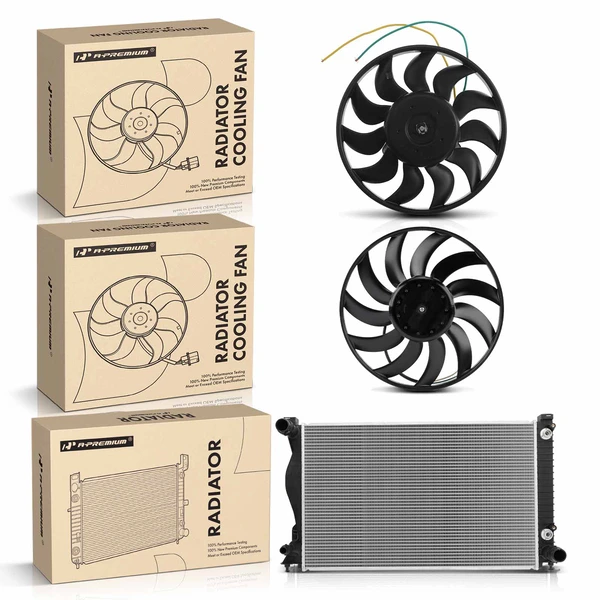 3 Pcs Radiator & Cooling Fan Assembly Kit for Audi A6 2006-2010 A6 Quattro 2005-2008 V6 3.2L