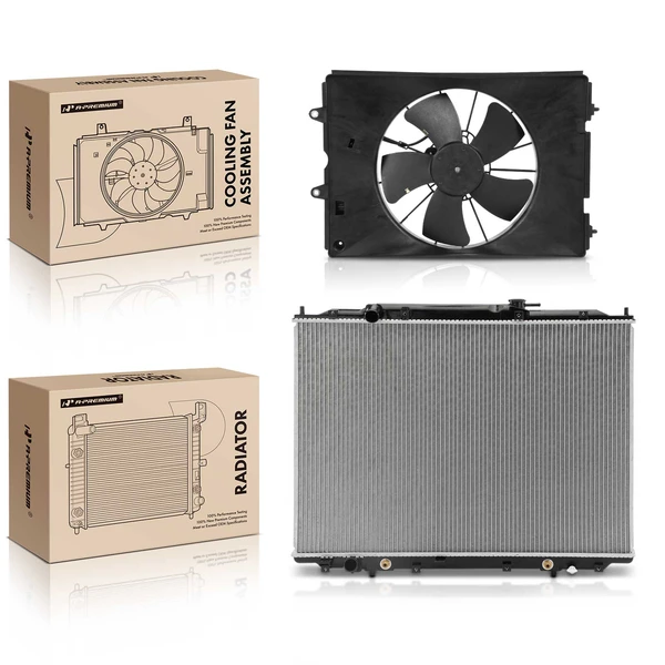 2 Pcs Radiator & Cooling Fan Assembly Kit for 2006-2008 Honda Ridgeline