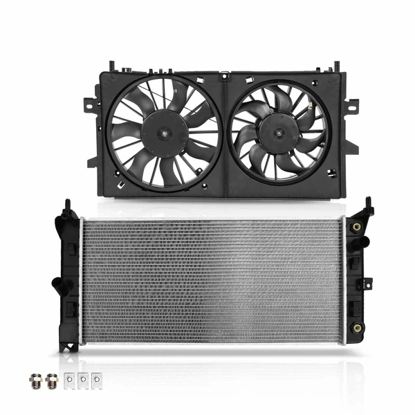 2 Pcs Radiator & Cooling Fan Assembly Kit for Chevrolet Impala 2006-2011 Buick