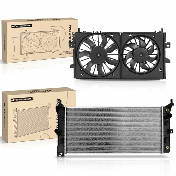 2 Pcs Radiator & Cooling Fan Assembly Kit for Chevrolet Impala 2006-2011 Buick