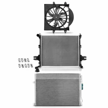 3 Pcs Radiator & AC Condenser & Cooling Fan Kit for 2006-2008 Jeep Commander