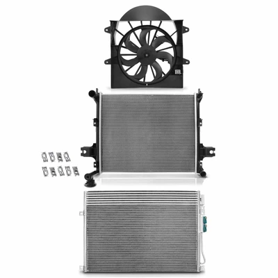 3 Pcs Radiator & AC Condenser & Cooling Fan Kit