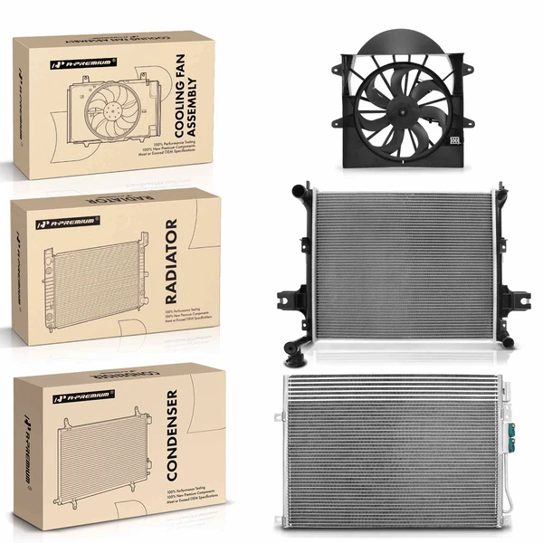 3 Pcs Radiator & AC Condenser & Cooling Fan Kit for Jeep Grand Cherokee Commander