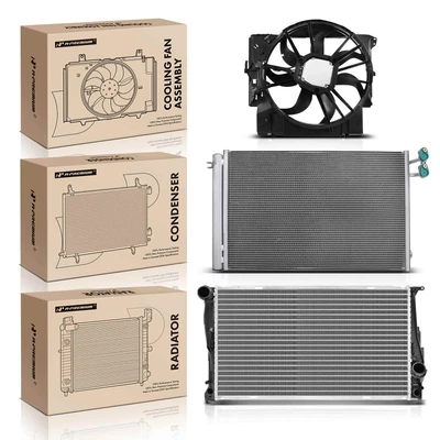 3 Pcs Radiator & AC Condenser & Cooling Fan Kit