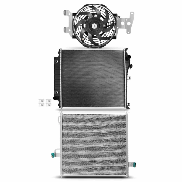 3 Pcs Radiator & AC Condenser & Cooling Fan Kit for 2007-2010 Ford Explorer
