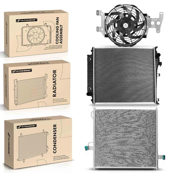 3 Pcs Radiator & AC Condenser & Cooling Fan Kit for Ford Explorer Mercury 2007-2010