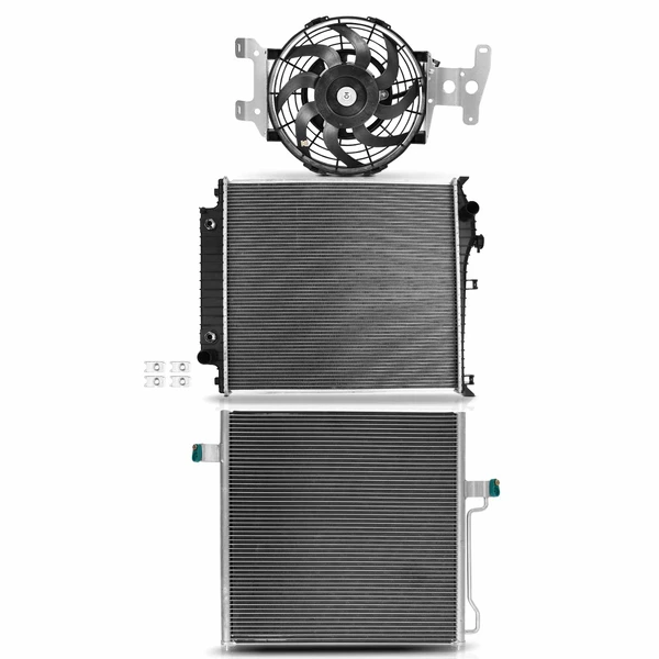 3 Pcs Radiator & AC Condenser & Cooling Fan Kit for 2007-2010 Ford Explorer