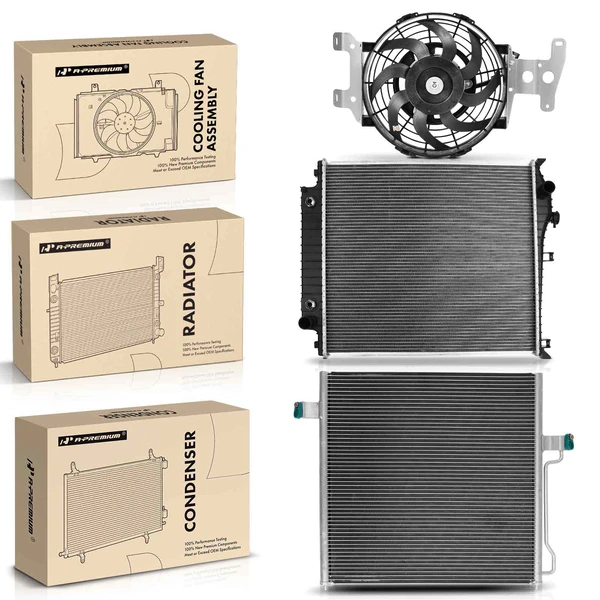 3 Pcs Radiator & AC Condenser & Cooling Fan Kit for Ford Explorer 2007-2010 Mercury